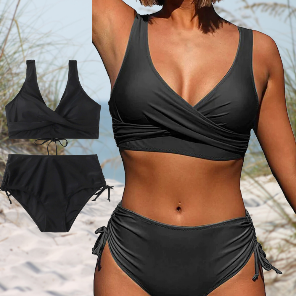 Charly | Women's High Waist Bikini Set with Wrap Top