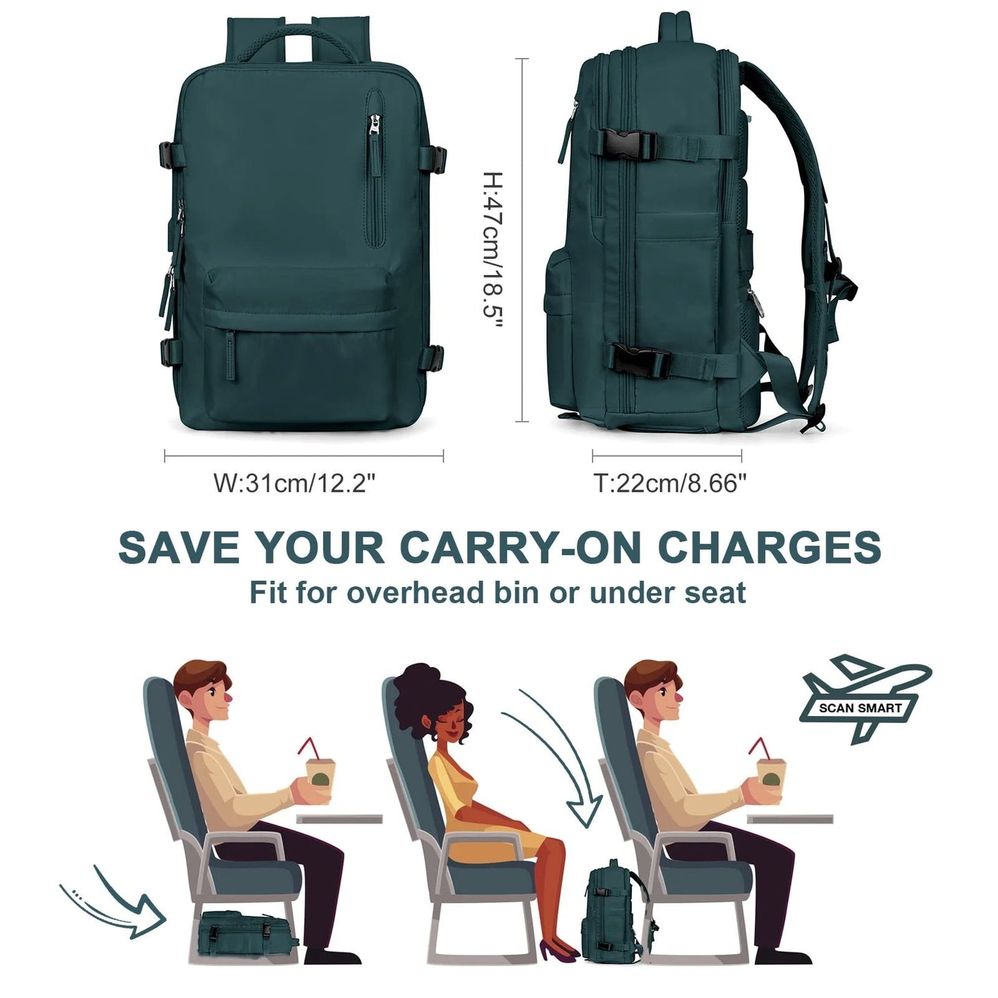 Charly | Women's Large Travel Backpack – Waterproof Hiking Backpack | Anti-Theft