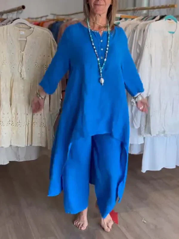 Charly | Women's Linen Asymmetrical Tunic & Pants Set