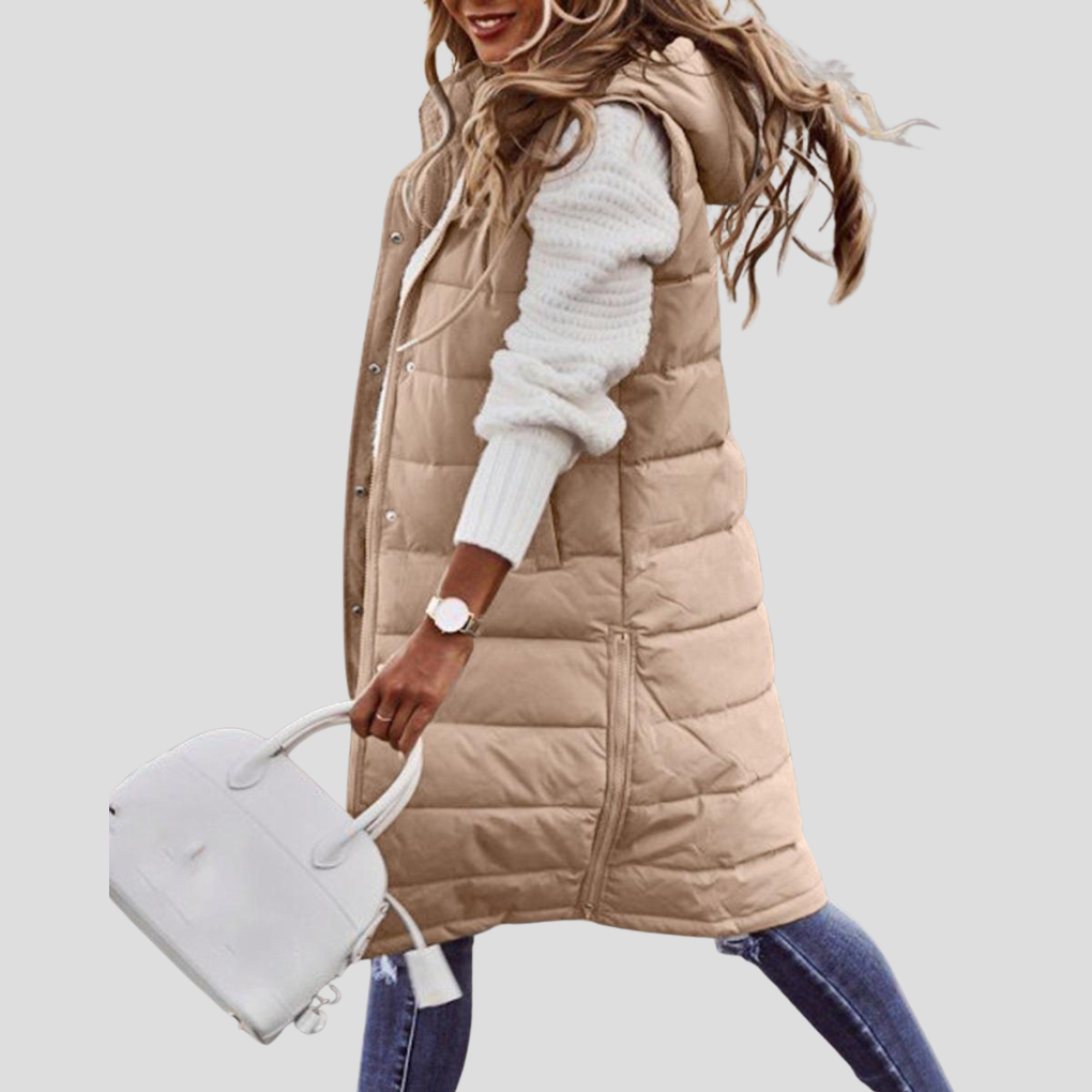 Charly | Women's Long Hooded Puffer Vest