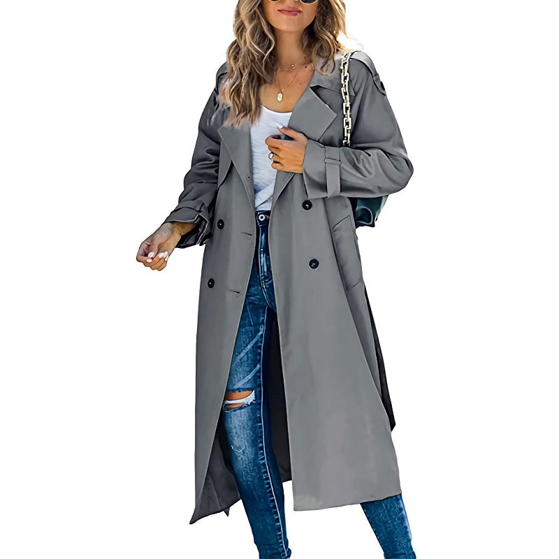 Charly | Women's Long Trench Coat Double-Breasted