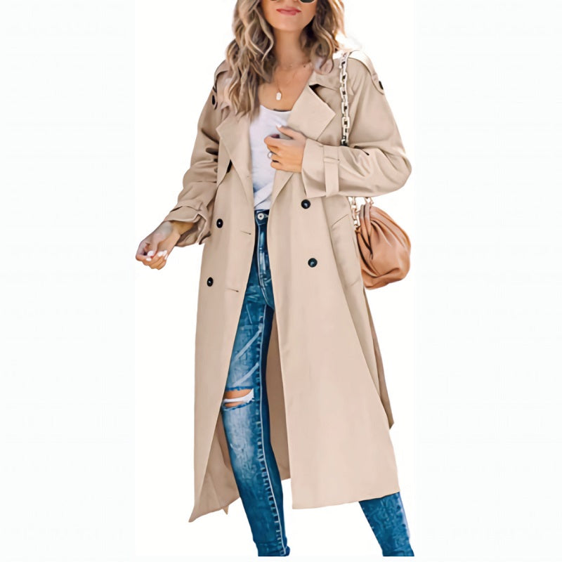 Charly | Women's Long Trench Coat Double-Breasted