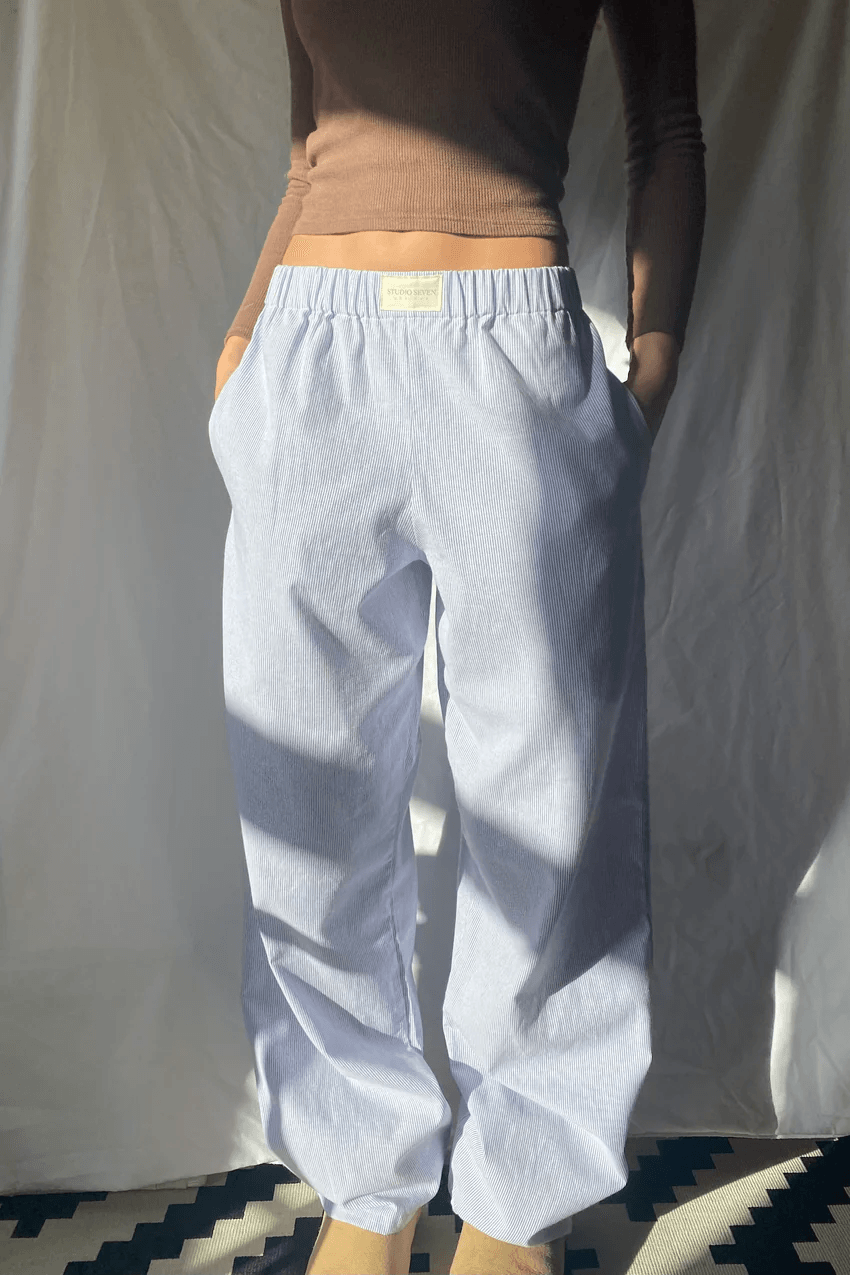 Charly | Women's Lounge Pants Pinstripe Relaxed Fit