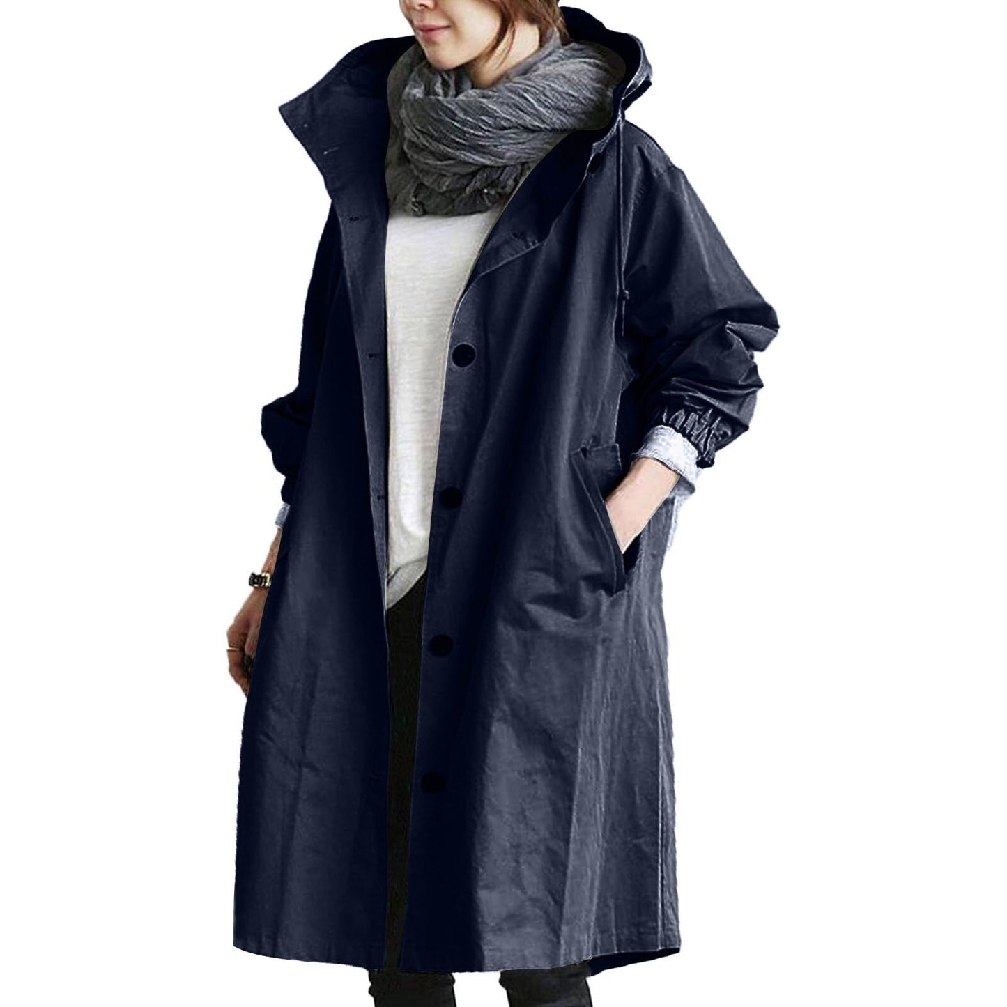 Charly | Women's Mid-Length Hooded Raincoat with Pockets
