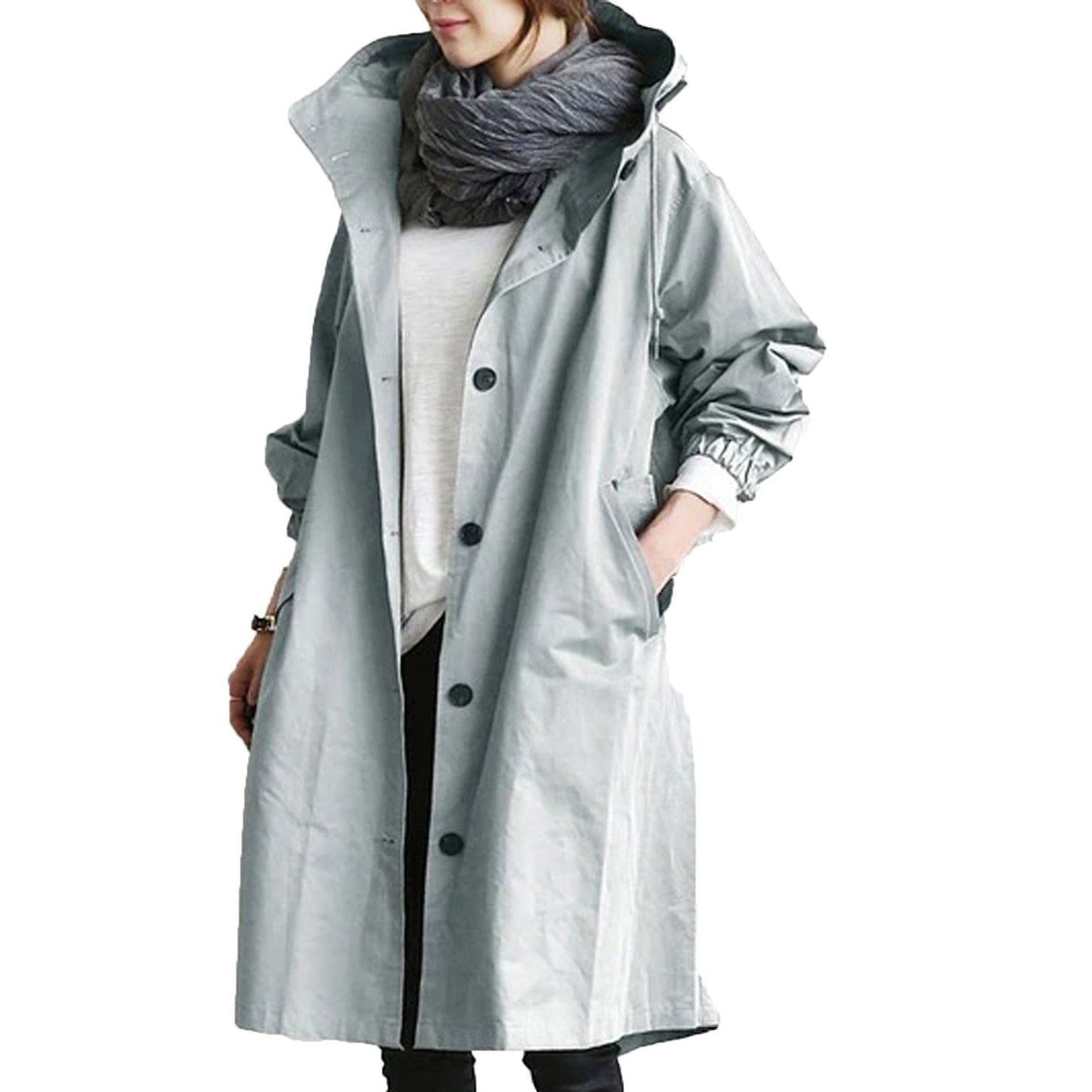 Charly | Women's Mid-Length Hooded Raincoat with Pockets