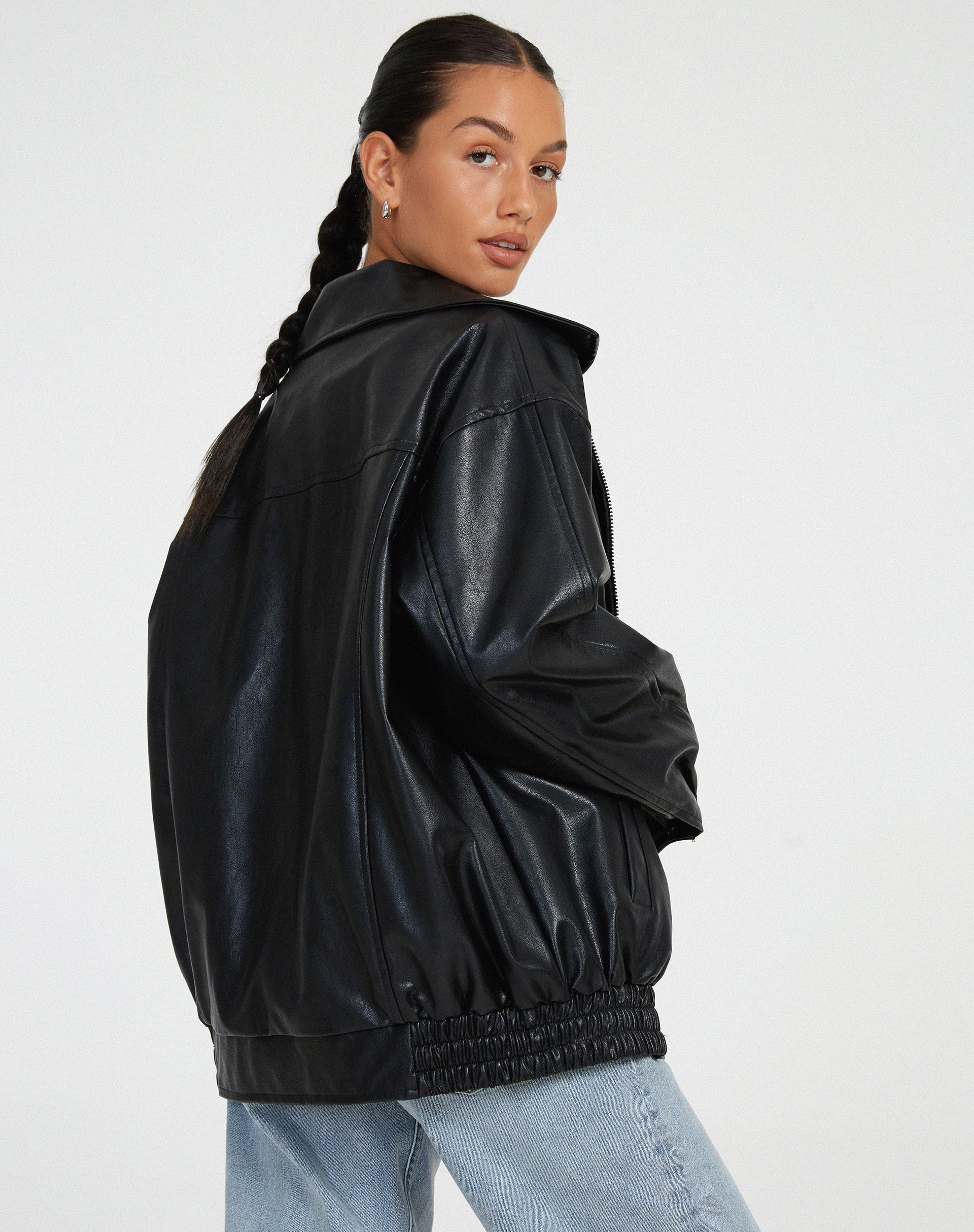 Charly | Women's Oversized Faux Leather Bomber Jacket