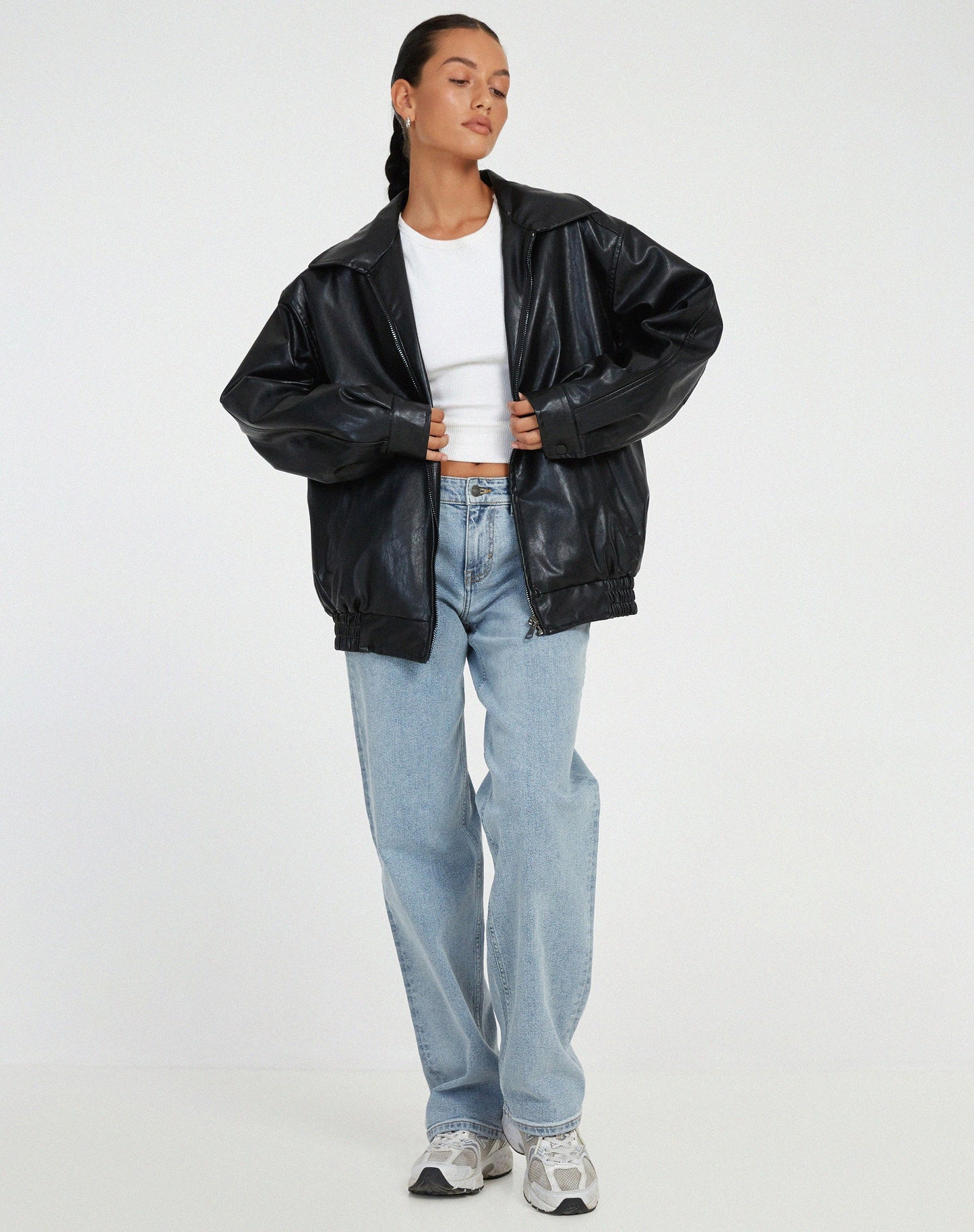 Charly | Women's Oversized Faux Leather Bomber Jacket