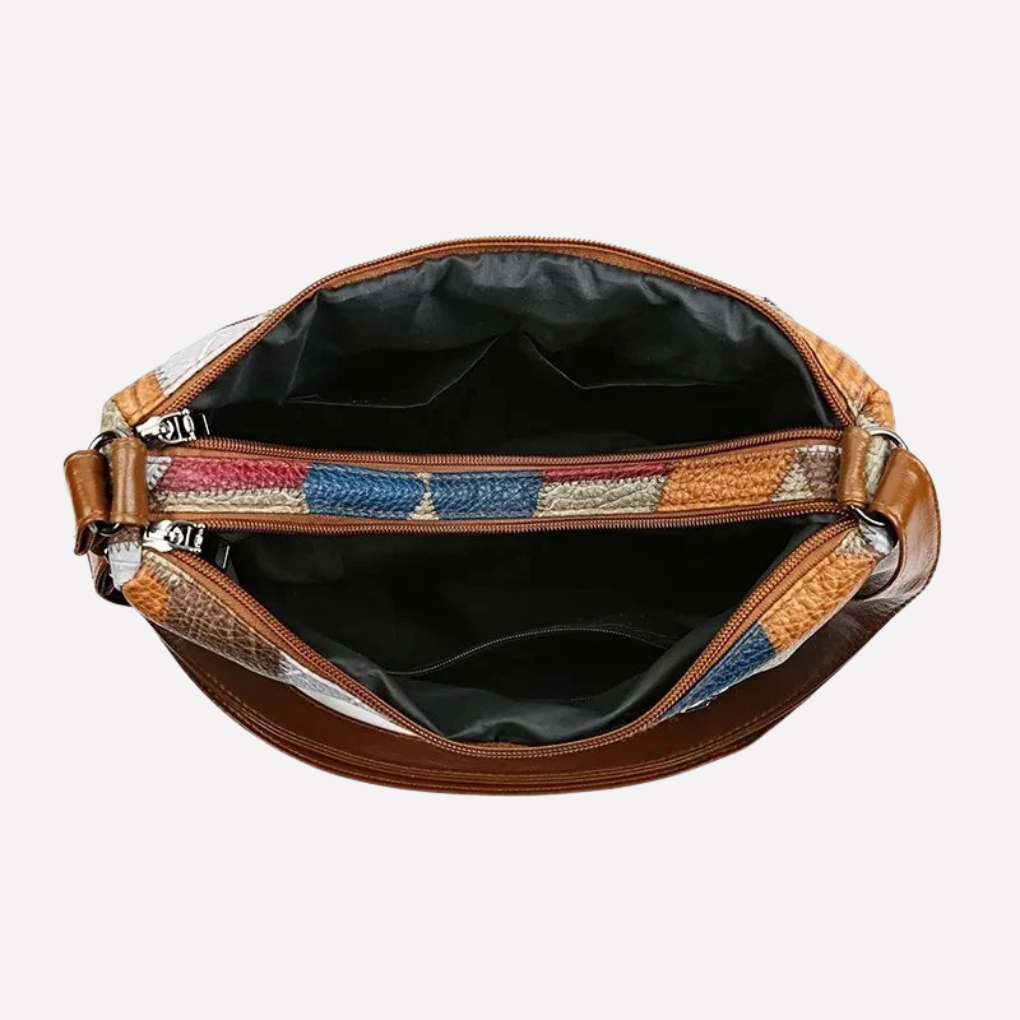 Charly | Women's Patchwork Shoulder Bag with Braided Detail