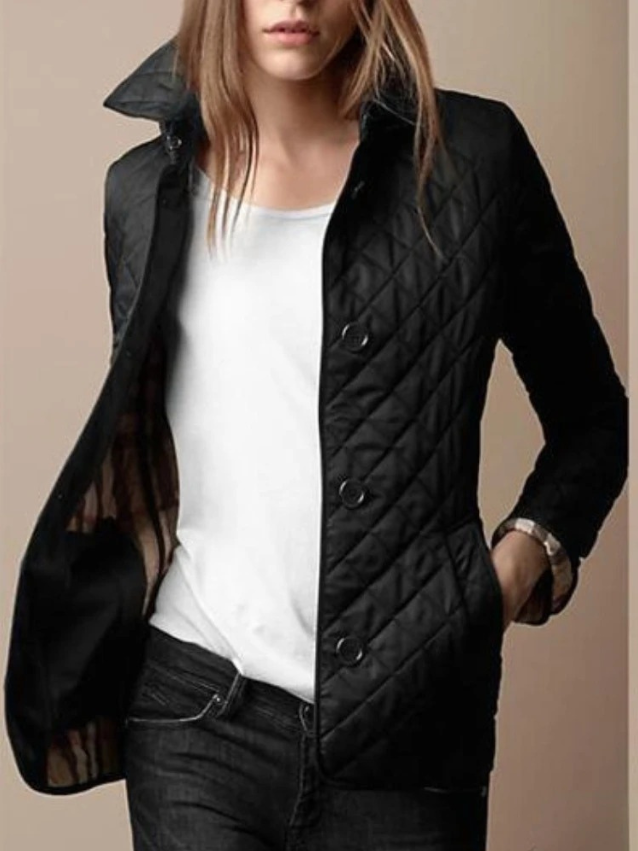 Charly | Women's Quilted Jacket with Turned-Down Collar