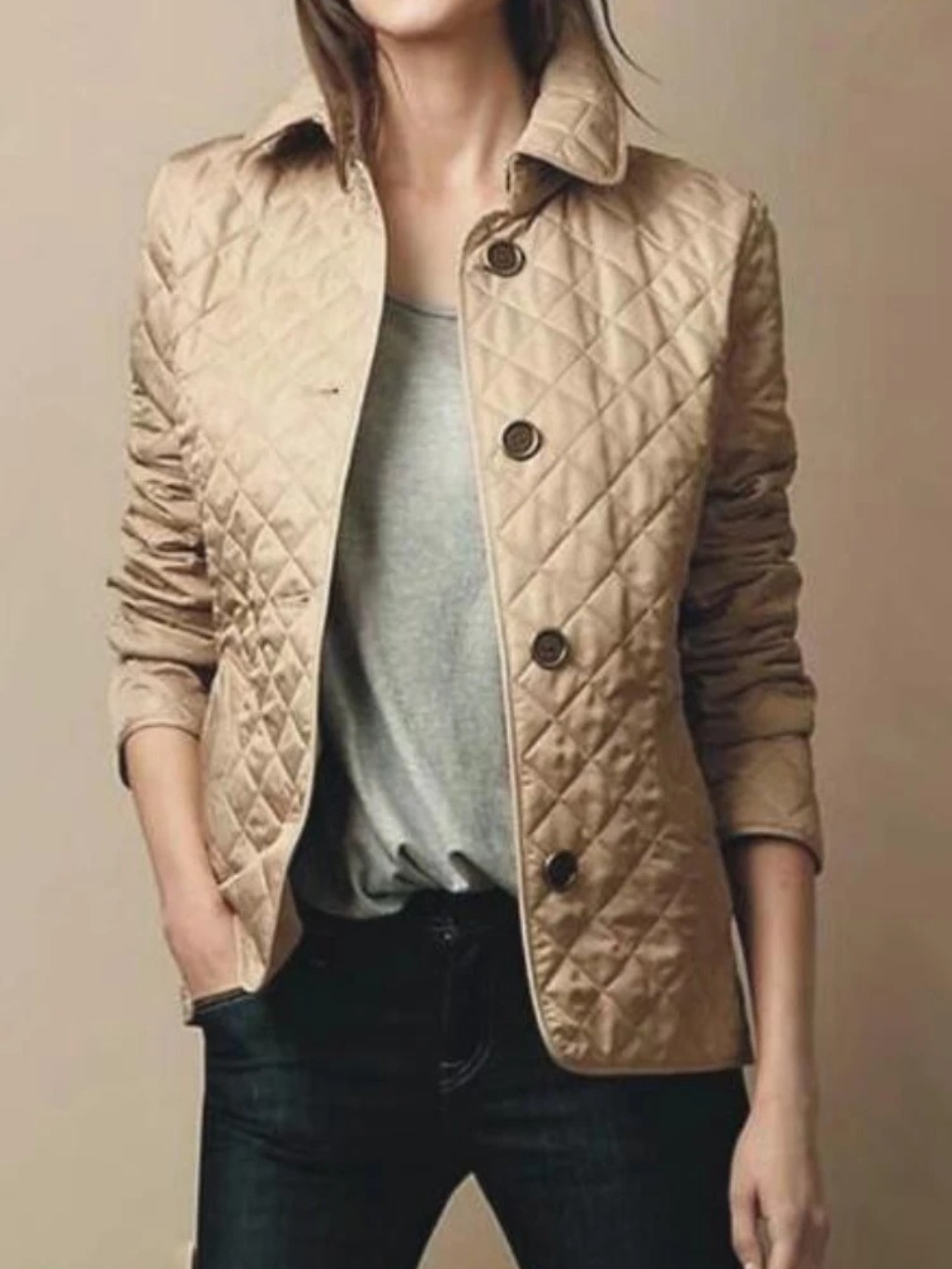 Charly | Women's Quilted Jacket with Turned-Down Collar