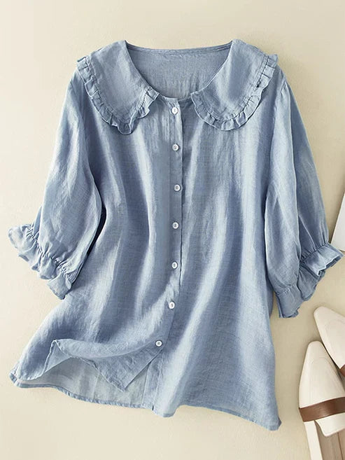 Charly | Women's Ruffle Collar Button-Down Shirt