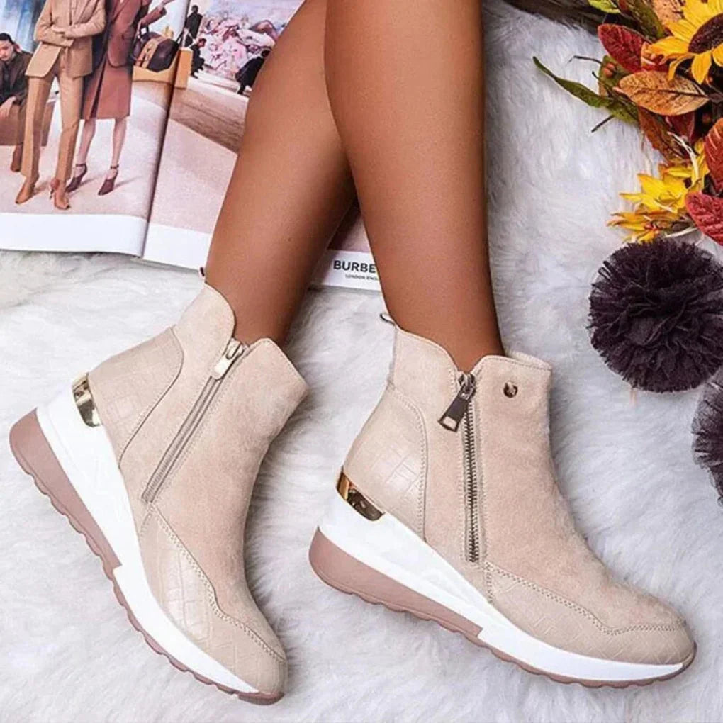 Charly | Women's Side Zip Ankle Boots with Crocodile Detail
