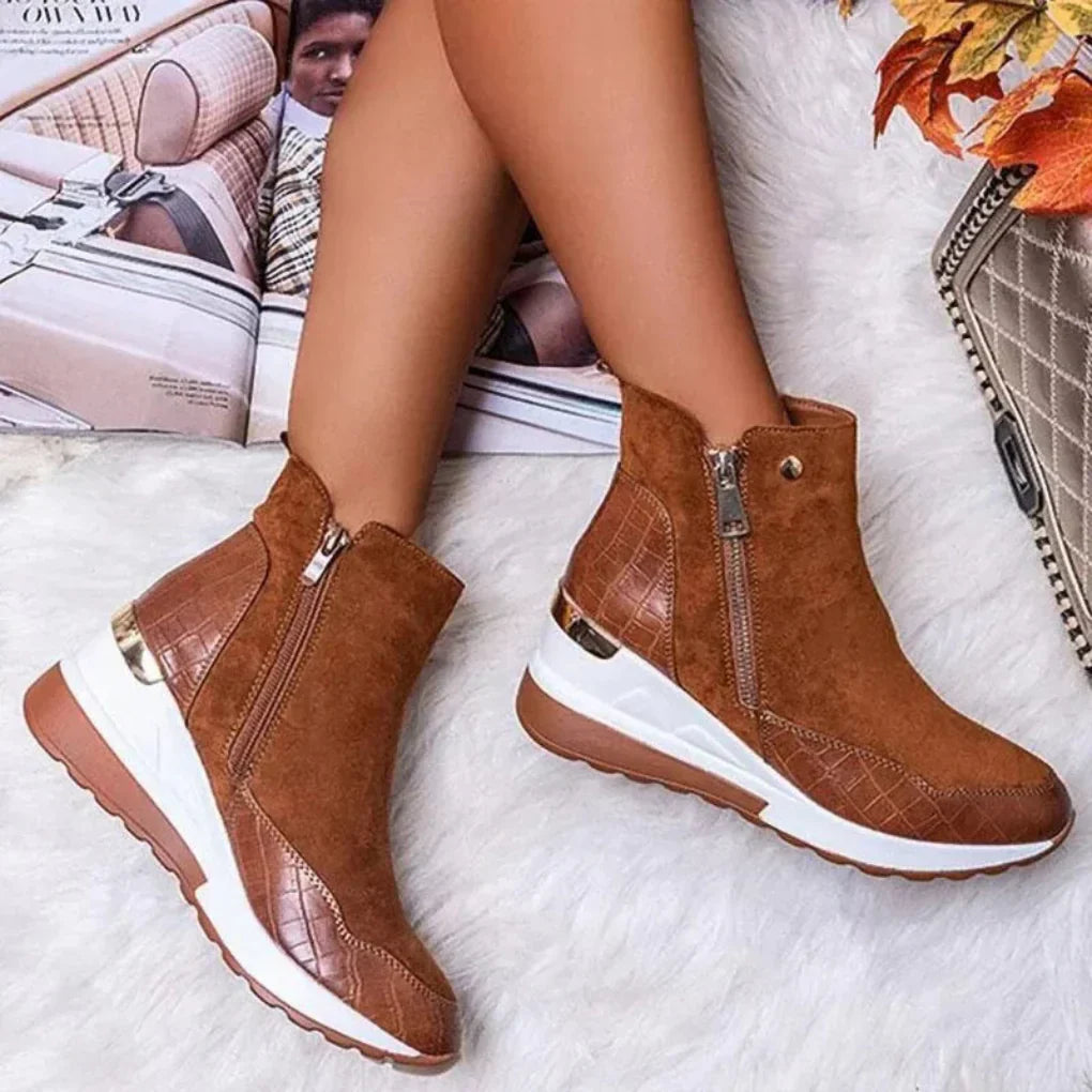Charly | Women's Side Zip Ankle Boots with Crocodile Detail