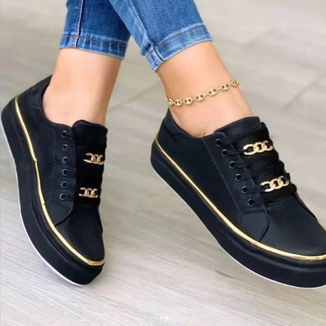 Charly | Women's Sneakers with Gold Chain Detail