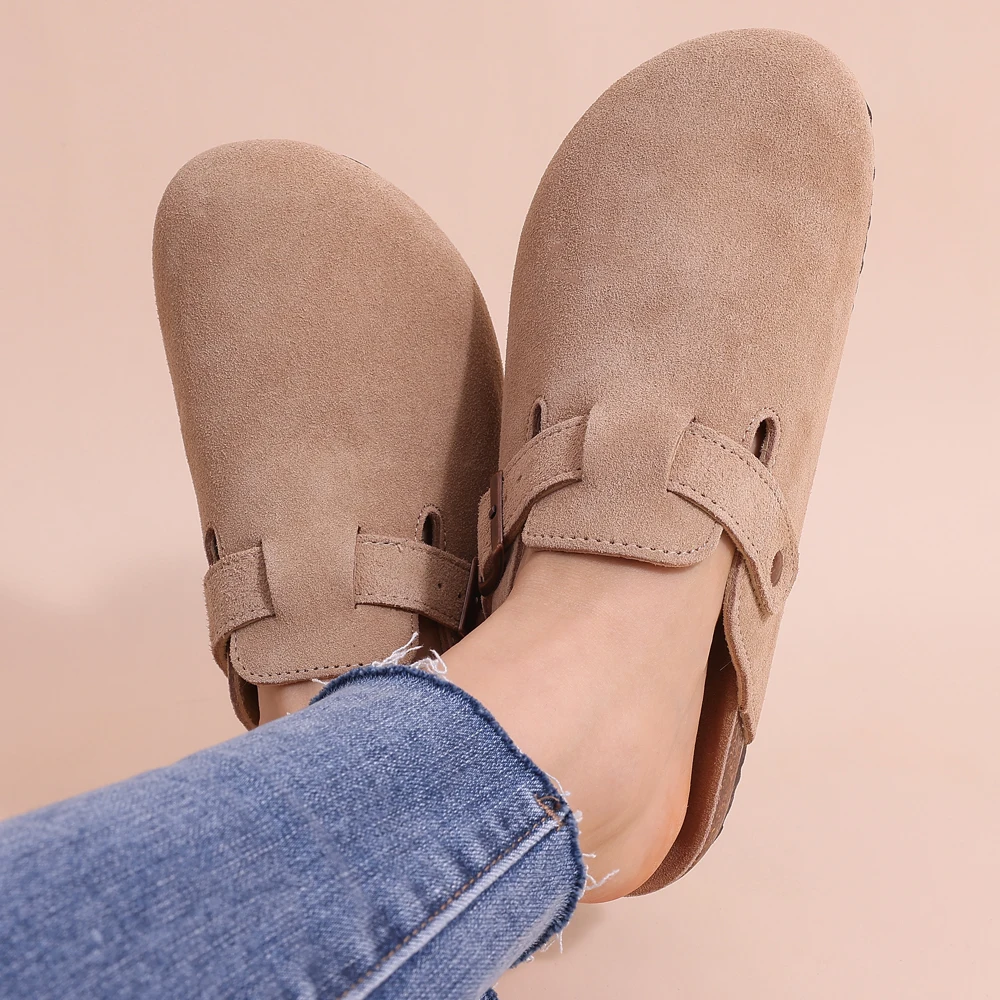 Charly | Women's Suede Clogs with Buckle Detail