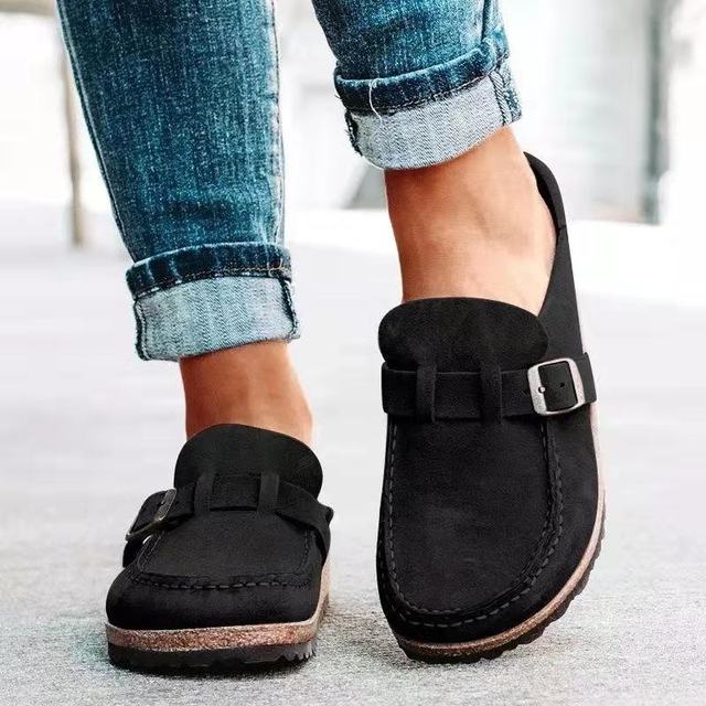 Charly | Women's Suede Slip-On Clogs with Buckle Detail