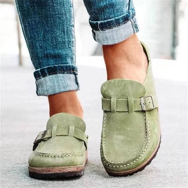 Charly | Women's Suede Slip-On Clogs with Buckle Detail