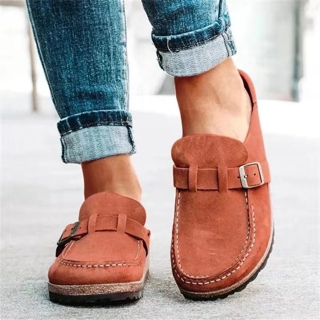 Charly | Women's Suede Slip-On Clogs with Buckle Detail