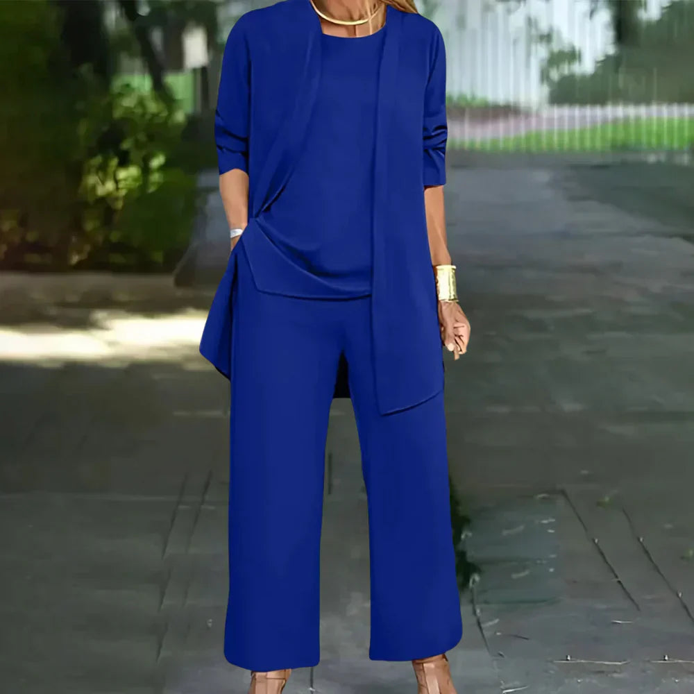 Charly | Women's Three-Piece Pantsuit with Layered Top