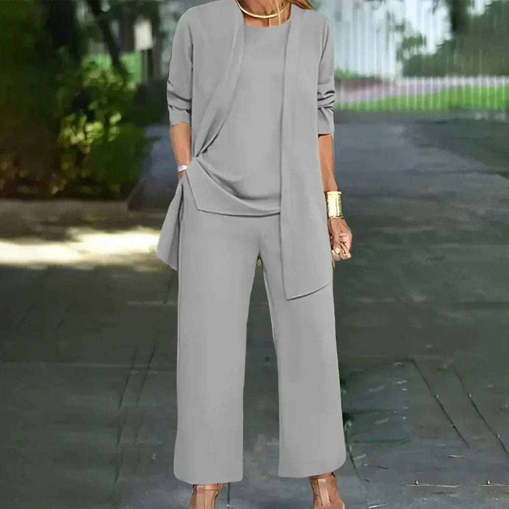 Charly | Women's Three-Piece Pantsuit with Layered Top