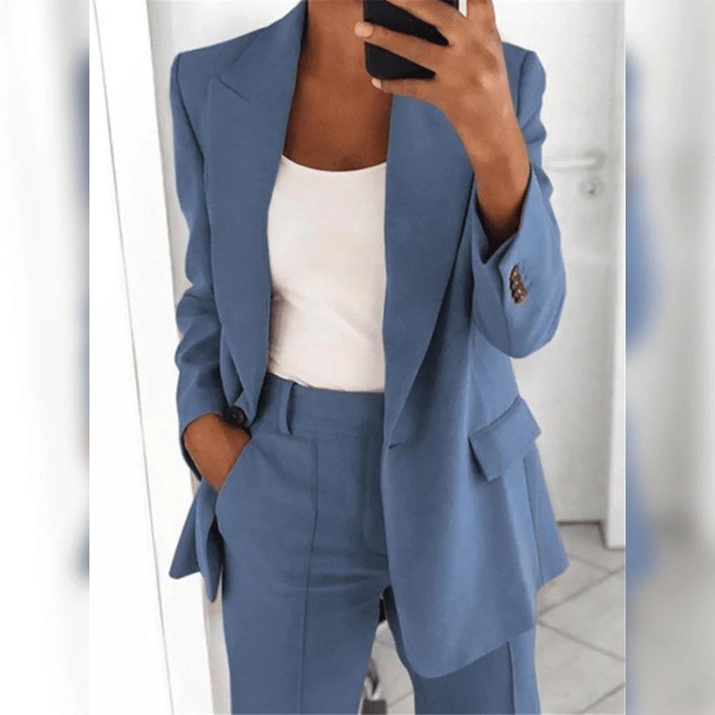 Charly | Women's Two-Piece Suit Set - Notch Lapel Blazer & Trousers