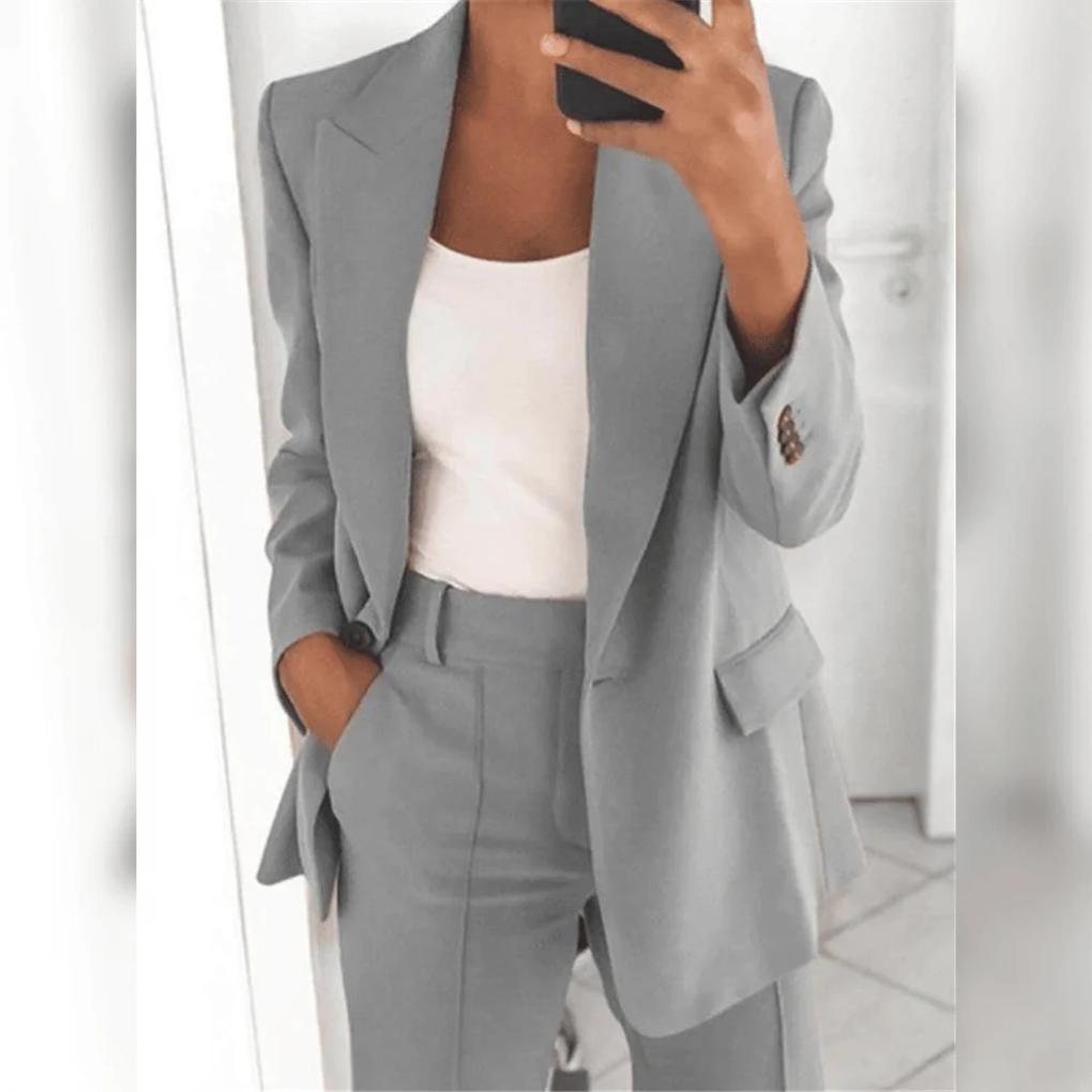 Charly | Women's Two-Piece Suit Set - Notch Lapel Blazer & Trousers