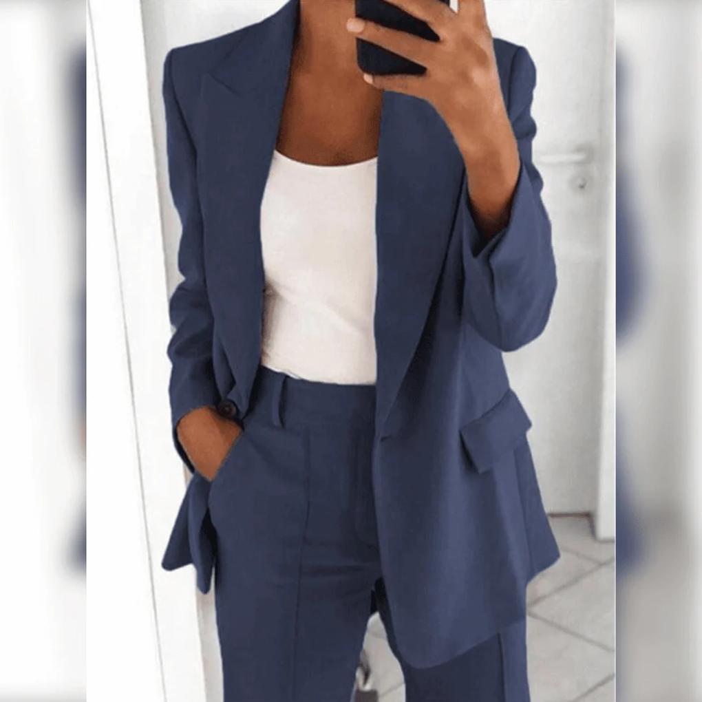 Charly | Women's Two-Piece Suit Set - Notch Lapel Blazer & Trousers
