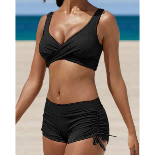 Charly | Women's Two-Piece Swimsuit with Ruched Side Shorts