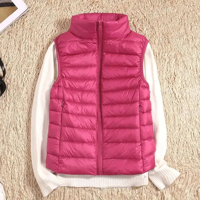 Charly | Women's Ultra Light Down Vest with Stand Collar