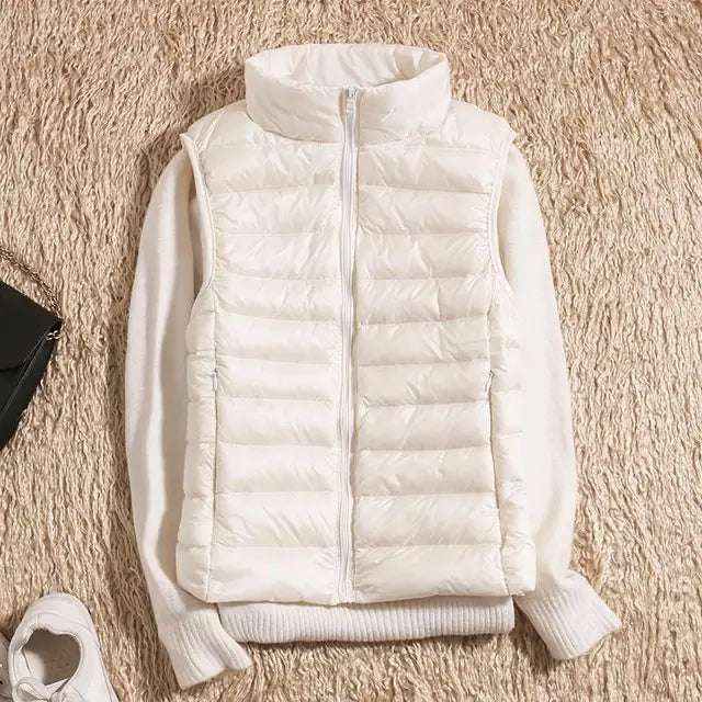 Charly | Women's Ultra Light Down Vest with Stand Collar