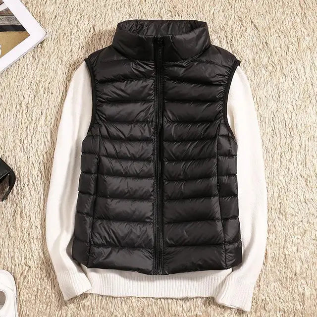 Charly | Women's Ultra Light Down Vest with Stand Collar