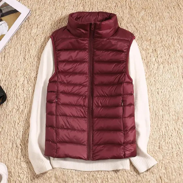 Charly | Women's Ultra Light Down Vest with Stand Collar