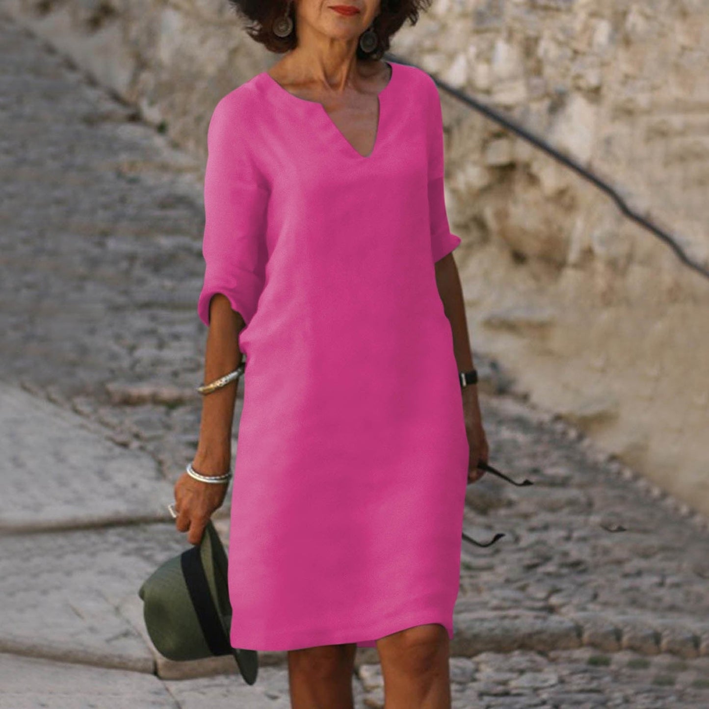 Charly | Women's V-Neck Midi Summer Dress