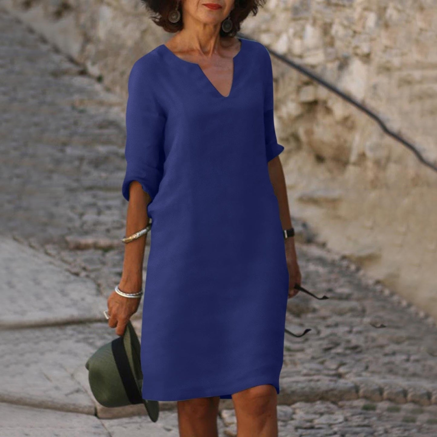 Charly | Women's V-Neck Midi Summer Dress