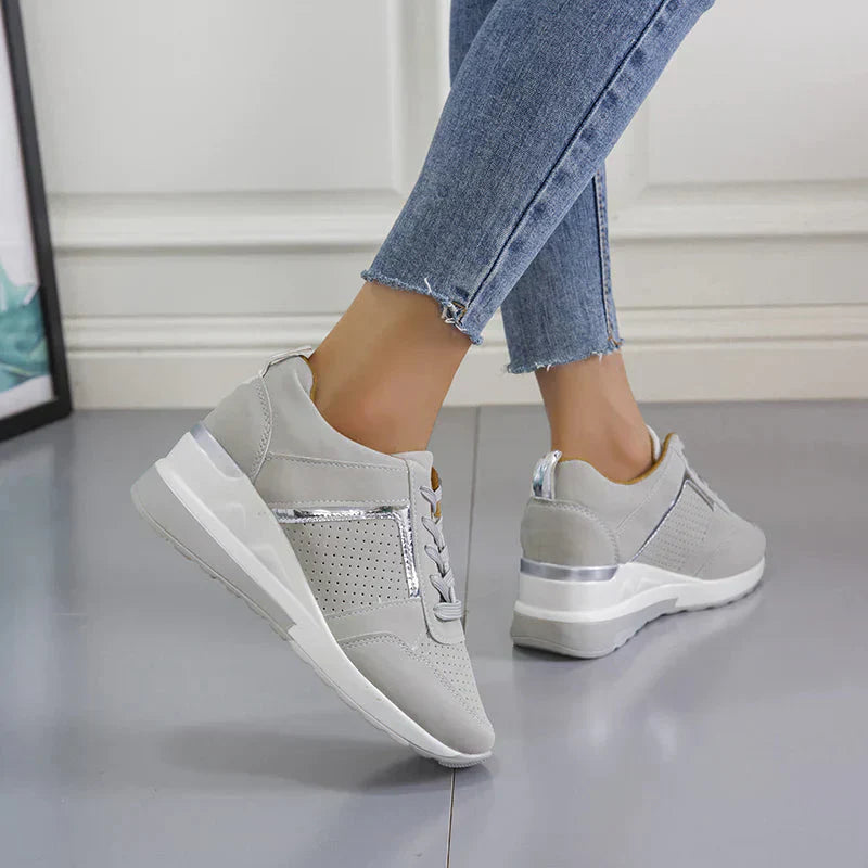 Charly | Women's Wedge Sneakers with Metallic Detail