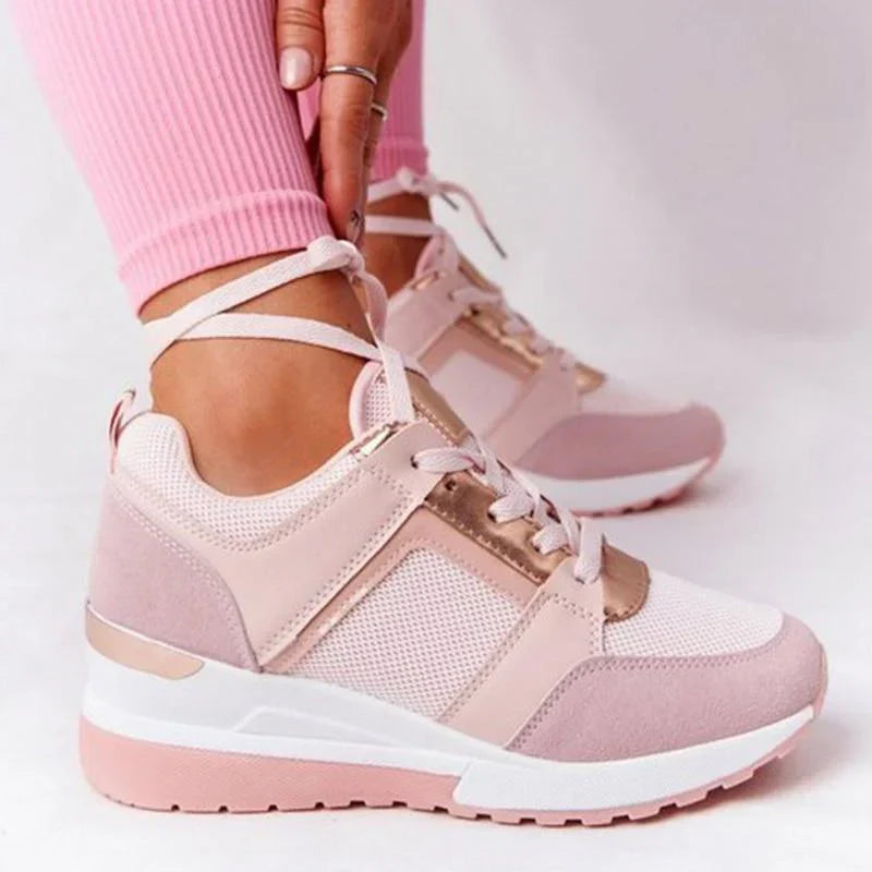 Charly | Women's Wedge Sneakers with Metallic Detail