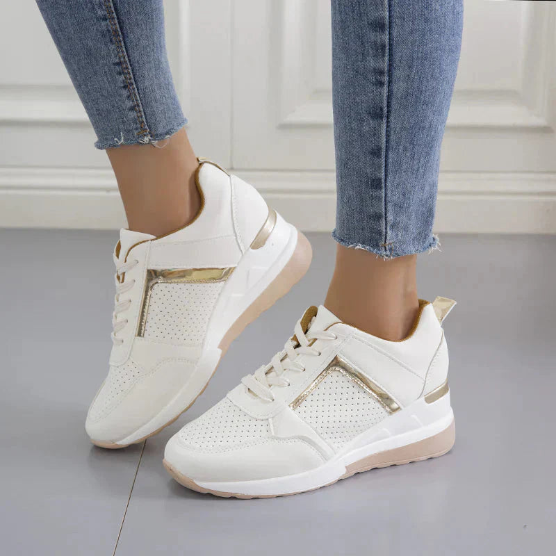 Charly | Women's Wedge Sneakers with Metallic Detail