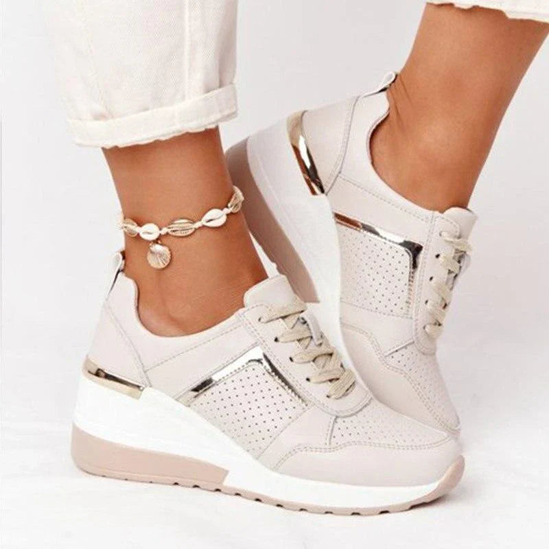Charly | Women's Wedge Sneakers with Metallic Detail