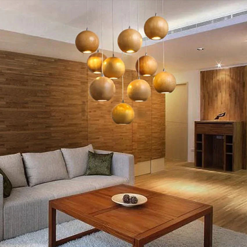 Charly | Wood Ball Pendant Light | Modern Natural Design