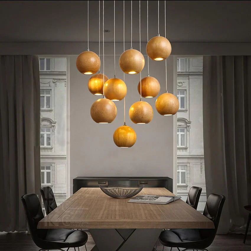 Charly | Wood Ball Pendant Light | Modern Natural Design
