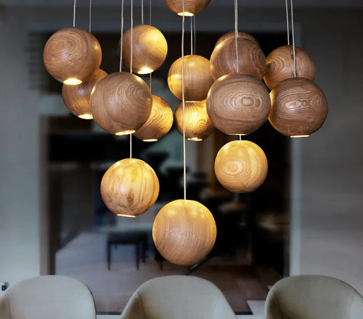 Charly | Wood Ball Pendant Light | Modern Natural Design