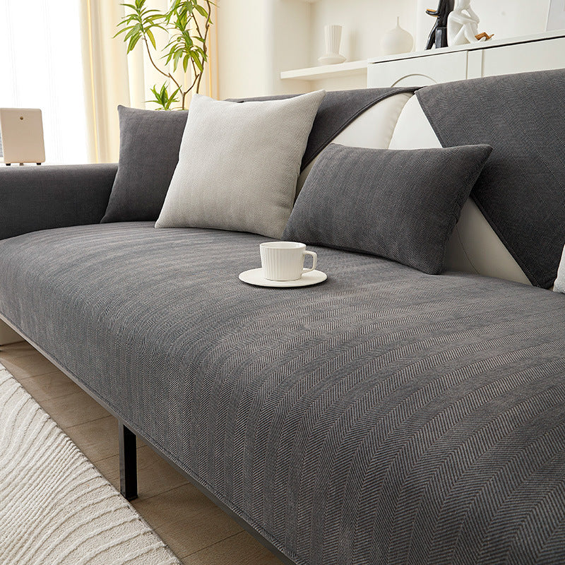 Chenille Sofa Cover with Chevron Pattern – VeluraShield