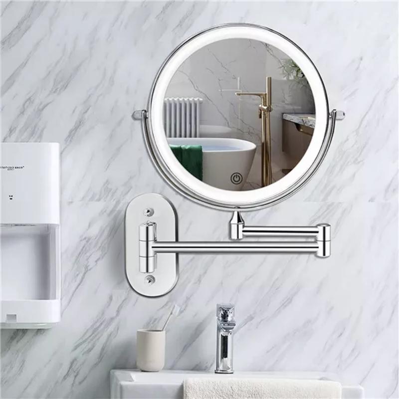 Chrome Silver Rechargeable LED Magnifying Mirror By Lunicca
