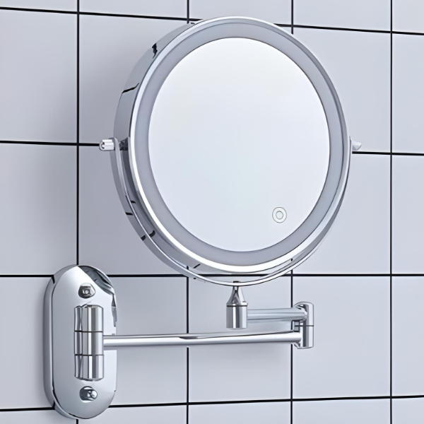 Chrome Silver Rechargeable LED Magnifying Mirror By Lunicca