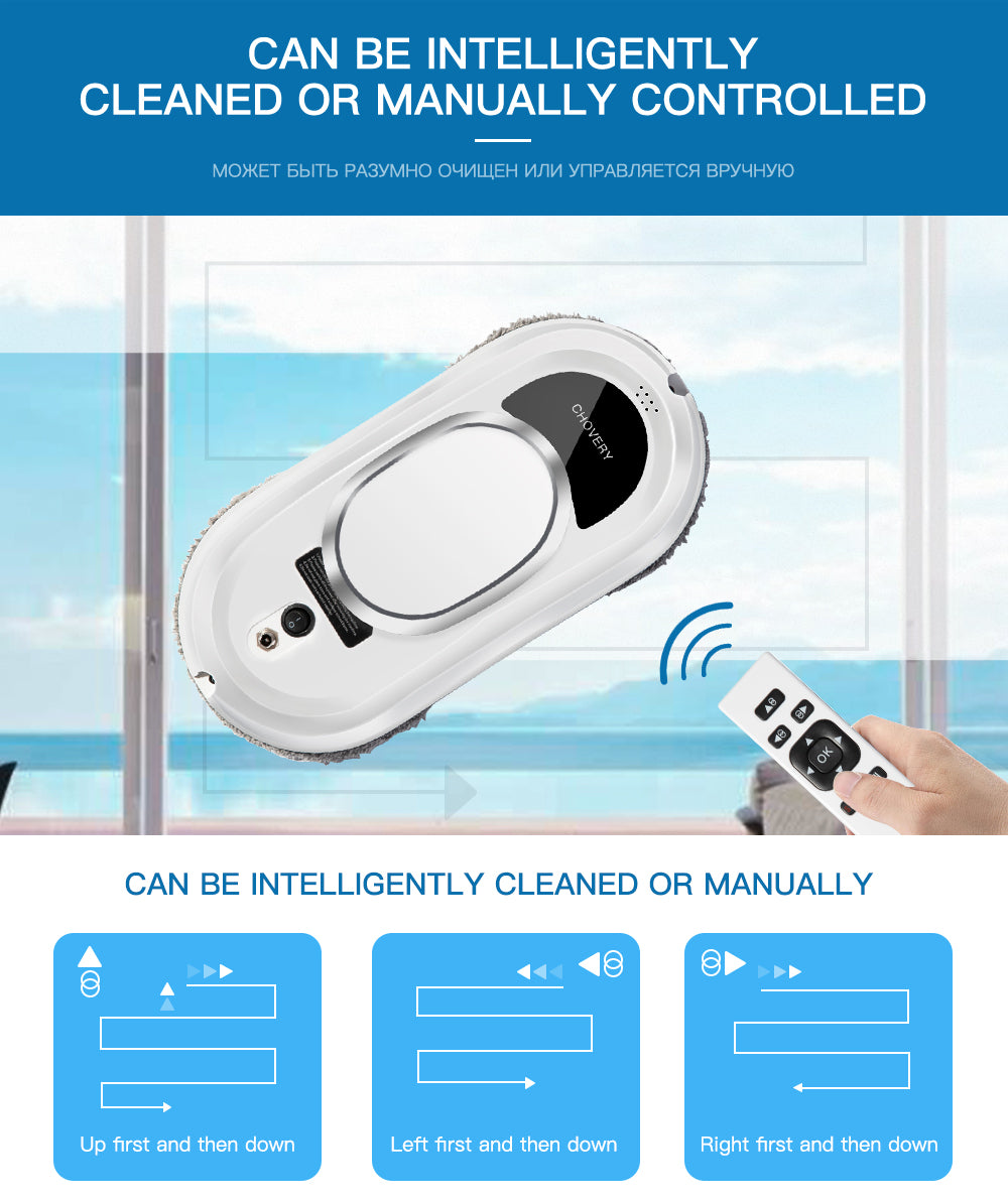 CleanBot Robot Window Cleaner – Smart and Hands-Free with Remote Control for Streak-Free Windows