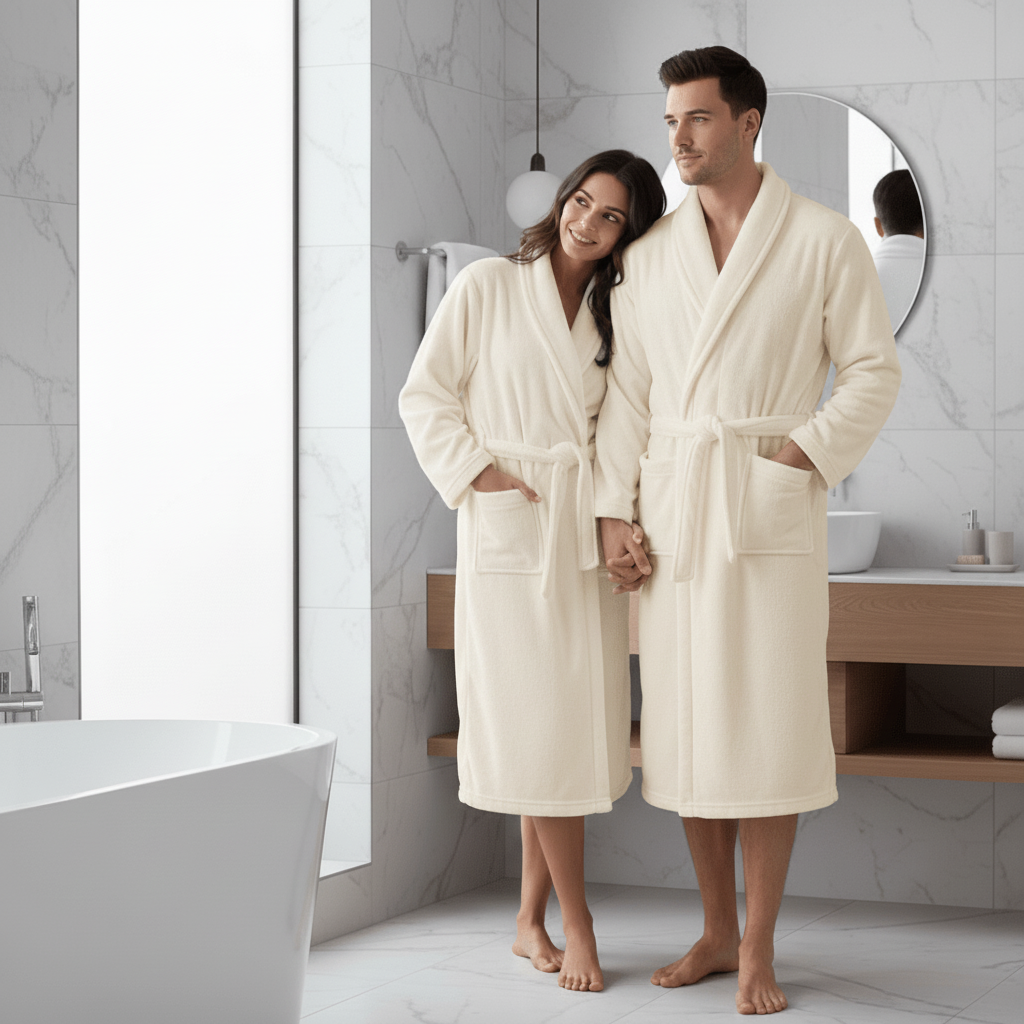 COZYCORAL – Light winter bathrobe made of coral fleece with belt & side pockets