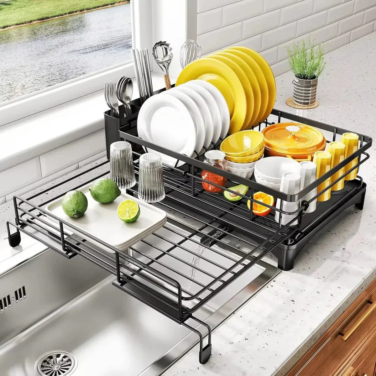 DRAINFLOW – Large Dish Drainer with Drip Tray