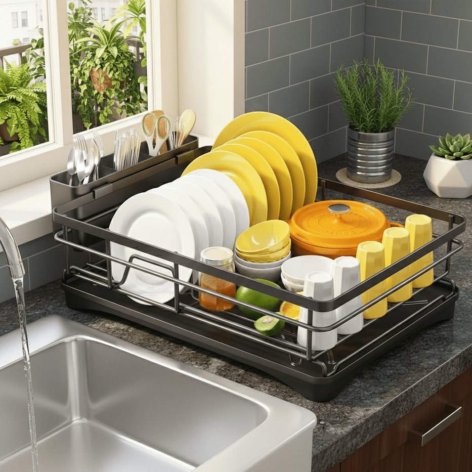 DRAINFLOW – Large Dish Drainer with Drip Tray