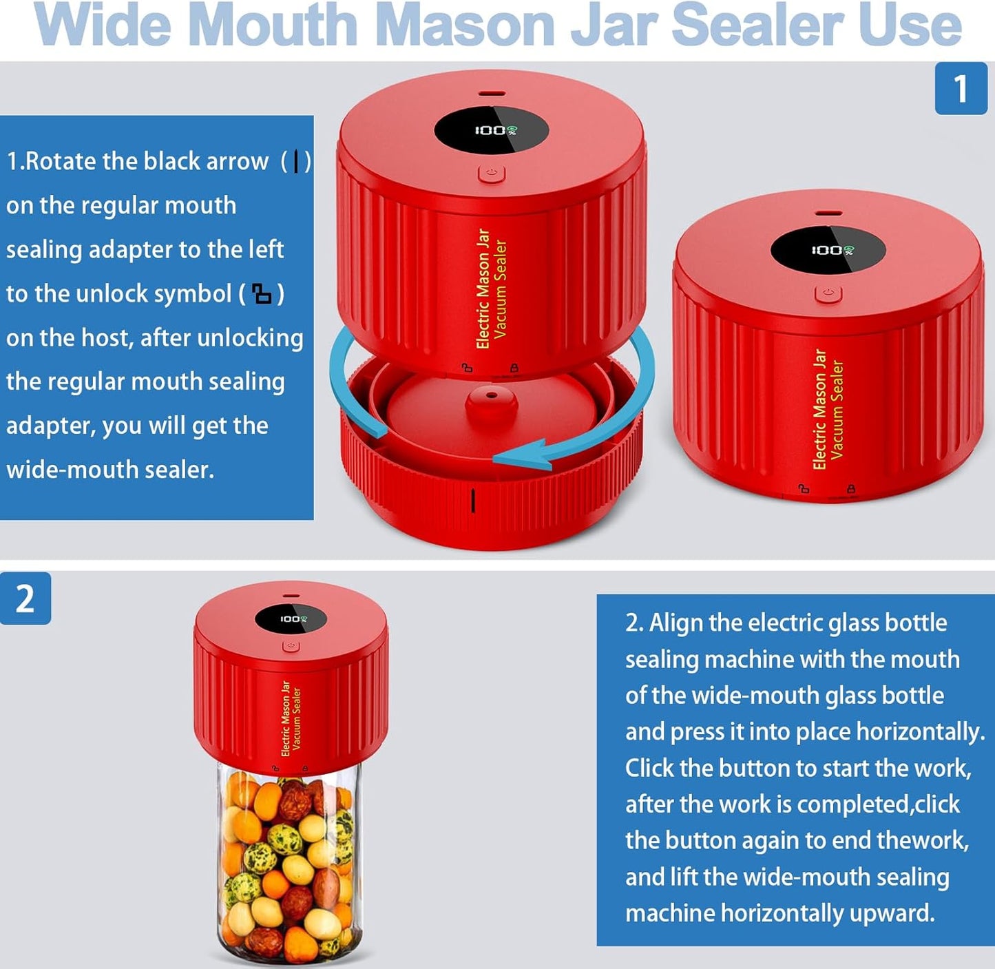 Electric Mason Jar Vacuum Sealer Kit - Keep Freshness Fast!