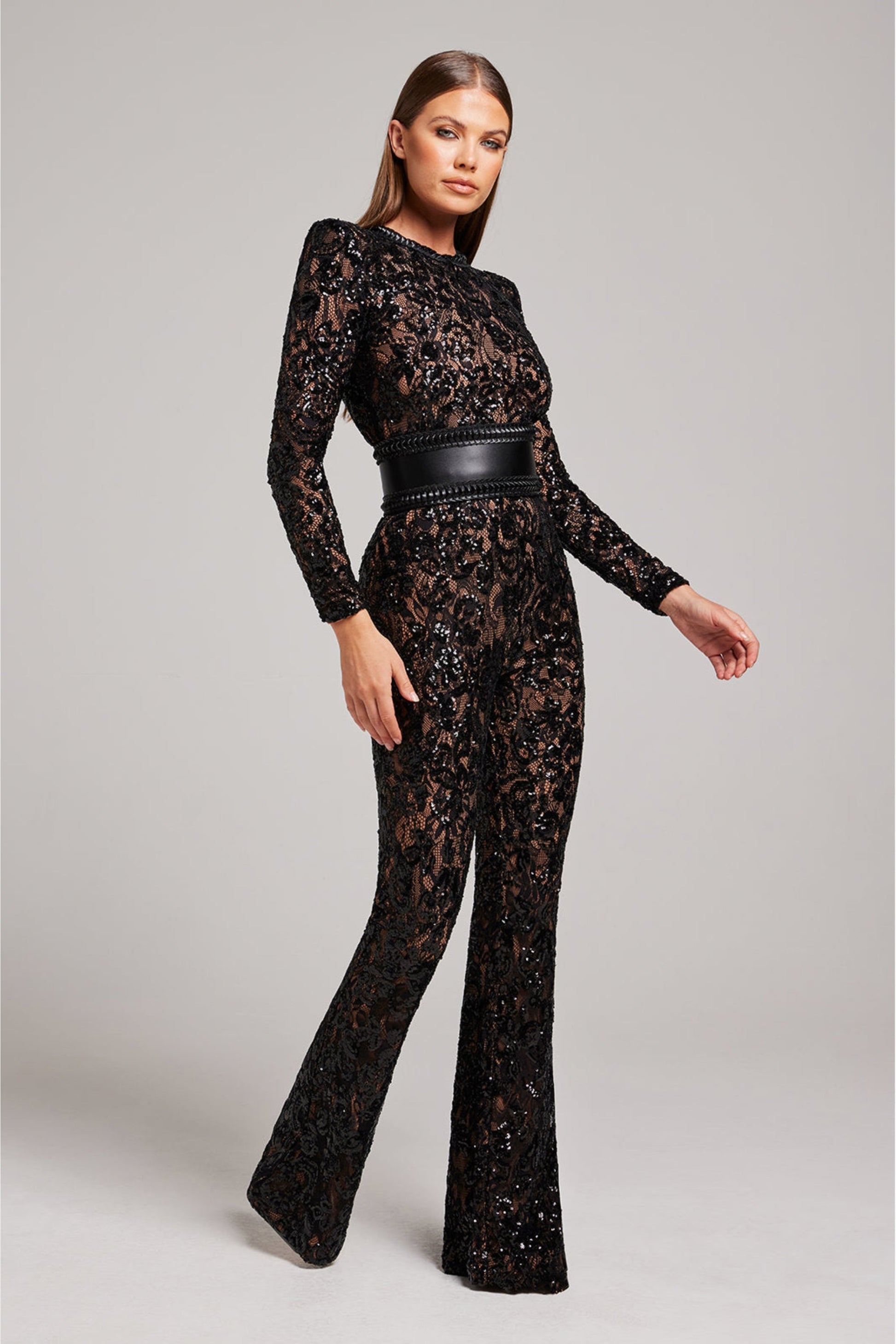 Elegant Evening Jumpsuit with V-Neck - Juliette